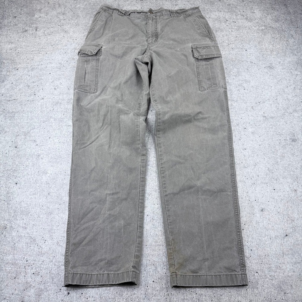 LL Bean Men Tropic-Weight Cargo Pants Tapered Greyish Green 35x33 (35x34 Tag